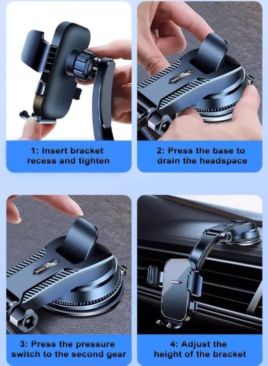 Torpido Üstü Vakumlu Araç Telefon Tutucu Ayarlanabilir Uzun Kollu