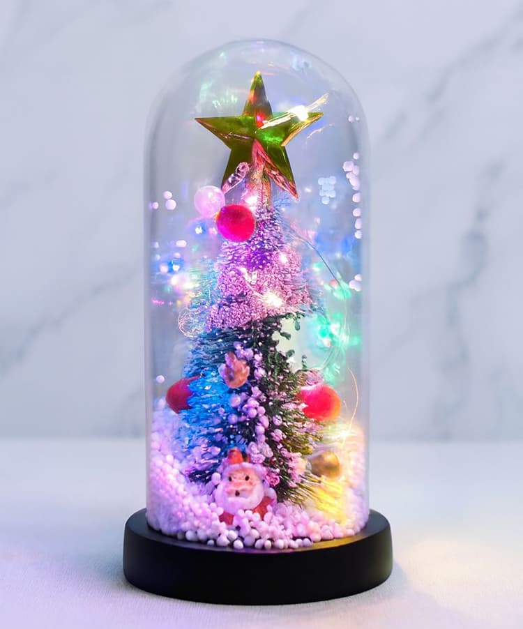 Yılbaşı Temalı Işıklı Dekoratif Cam Fanus - Model 4