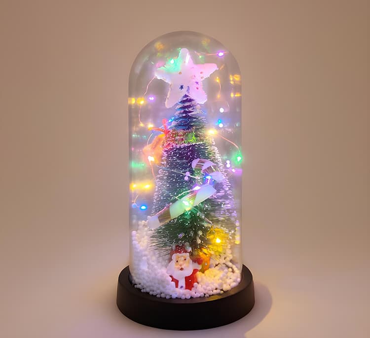 Yılbaşı Temalı Işıklı Dekoratif Cam Fanus - Model 1