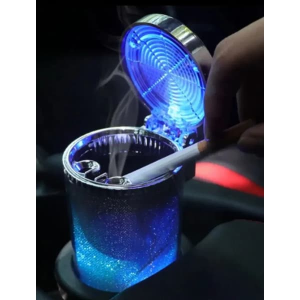 Araç İçi Oto Kokusuz Küllük RGB Işıklı Kapaklı