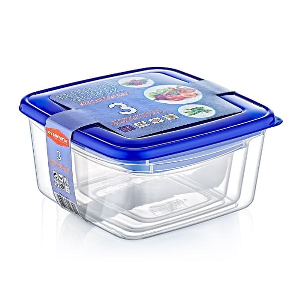 3'lü Kare Saklama Kabı Seti