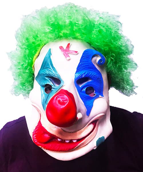 Yeşil Afro Peruklu Palyaço Maske