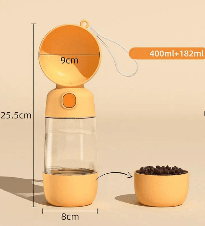 Taşınabilir Evcil Hayvan Mama Hazneli Su Matarası