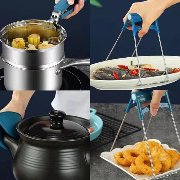 4 Parça Yanma Önleyici Mutfak Seti - Tencere Tabak Tutucu Ve Fırın Eldiveni