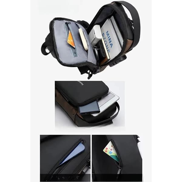 Powerbank Destekli Erkek Ön Göğüs Çantası