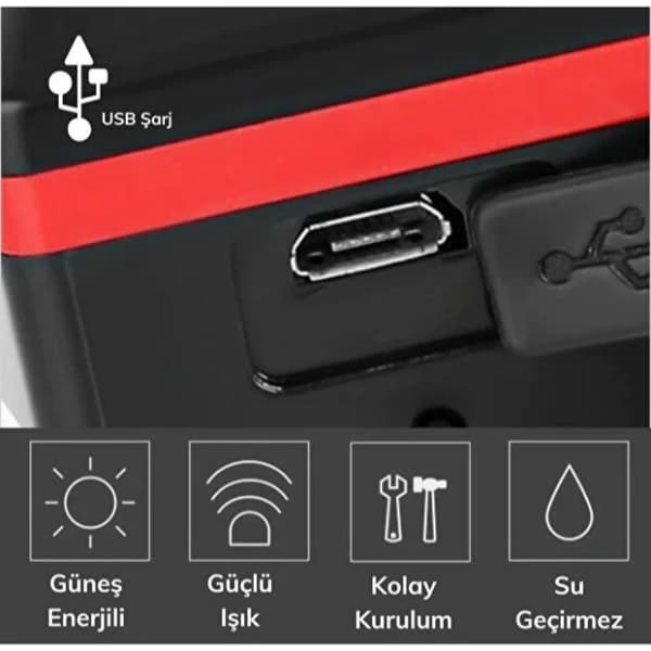 Güneş Enerjili Bisiklet Işıklı Korna